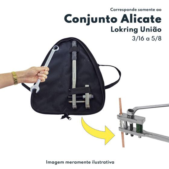 Imagem de Conjunto Alicate Lokring União de Tubos Cobre Aluminio 3/16-1/4-5/16-3/8-1/2-5/8 + Chave Combinada Spazio