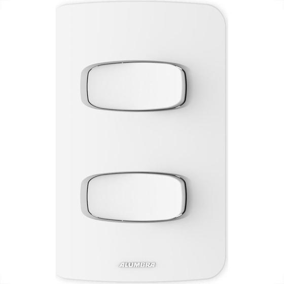 Imagem de Conjunto Alumbra Gracia 4X2 Branco Com Placa 2 Simples 85324