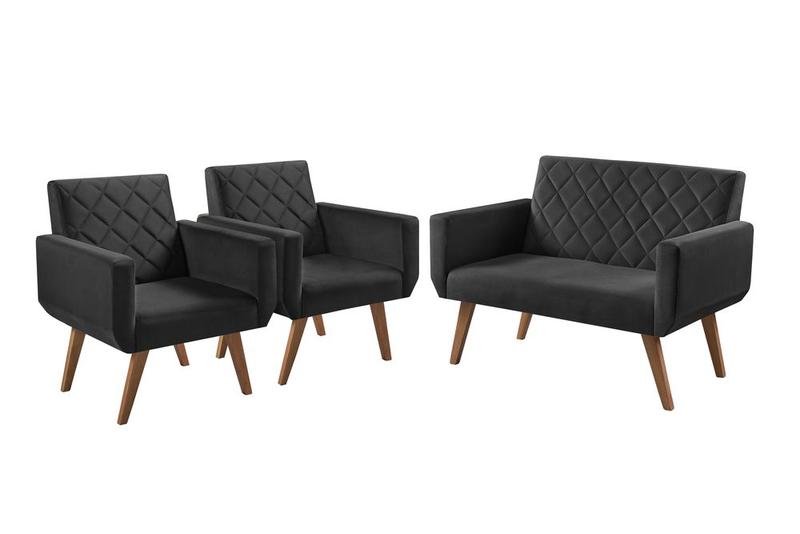 Imagem de Conjunto Anabelle 2 Poltronas de 1 Lugar 1 Poltrona 2 Lugares Braço Unidecor