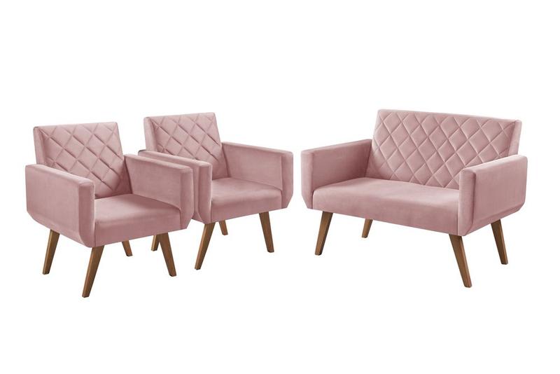 Imagem de Conjunto Anabelle 2 Poltronas de 1 Lugar 1 Poltrona 2 Lugares Braço Unidecor