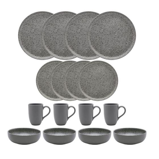 Conjunto Aparelho De Jantar Completo 16 Peças Cerâmica Porcelana Oxford Flat Gray Cinza Menor preço em Conjunto Aparelho De Jantar Completo 16 Peças Cerâmica Porcelana Oxford Flat Gray Cinza