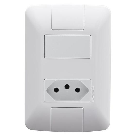 Imagem de Conjunto Aria com 1 Interruptor Paralelo 6A + 1 Tomada 2P+T 10A Tramontina