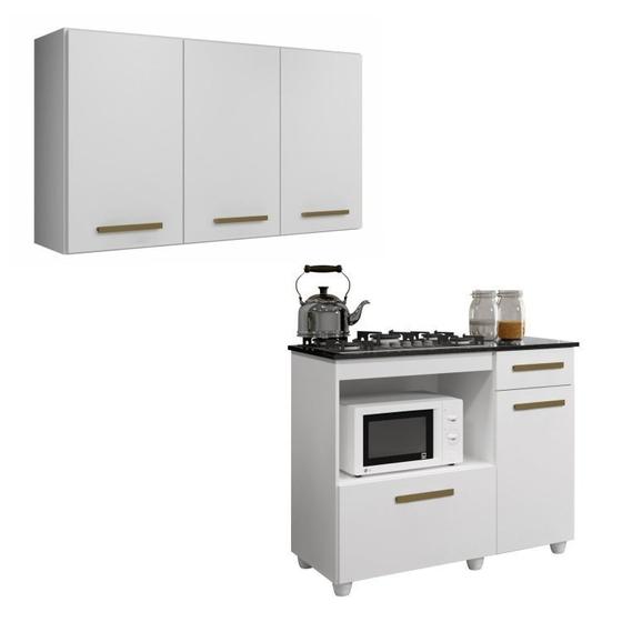 Imagem de Conjunto Armário Aéreo 3 Portas e Balcão para Cooktop 5 Bocas 2 Portas 1 Gaveta