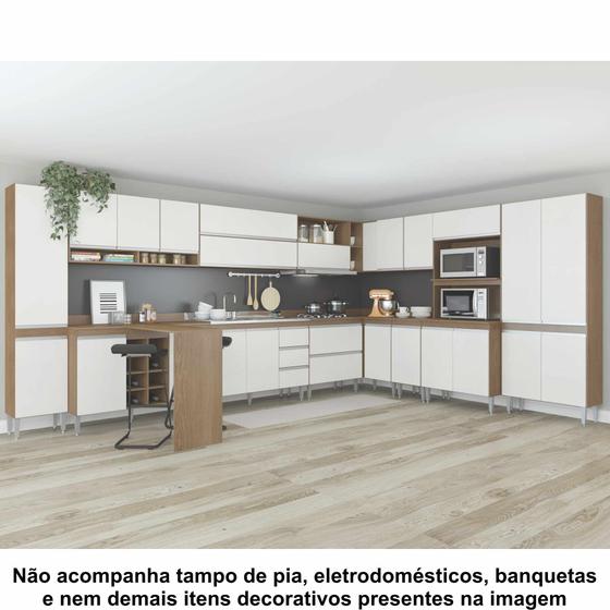 Imagem de Conjunto armários de cozinha modulada em L 15 peças 4,12m x 2,94m CJ30-032 Semplicitá Móveis