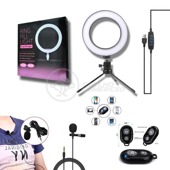 Imagem de Conjunto Audiovisual - Ring Light 6 Polegadas + Tripé de 16cm Incluso + Lapela + Disparador de Fotos