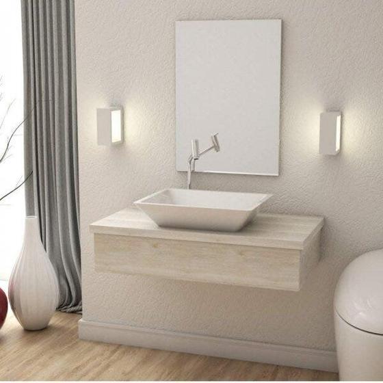 Imagem de Conjunto Bancada para Banheiro 80cm com Cuba RT45 e Espelheira 801w Metrópole