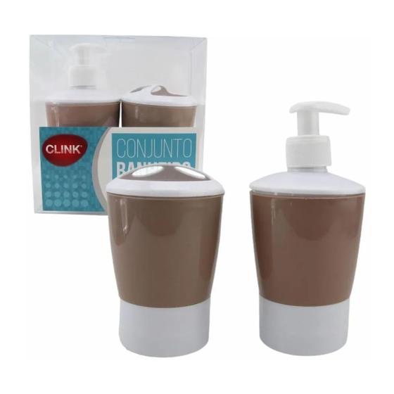 Imagem de Conjunto Banheiro Lavabo Porta Escovas e Dispenser 320ml