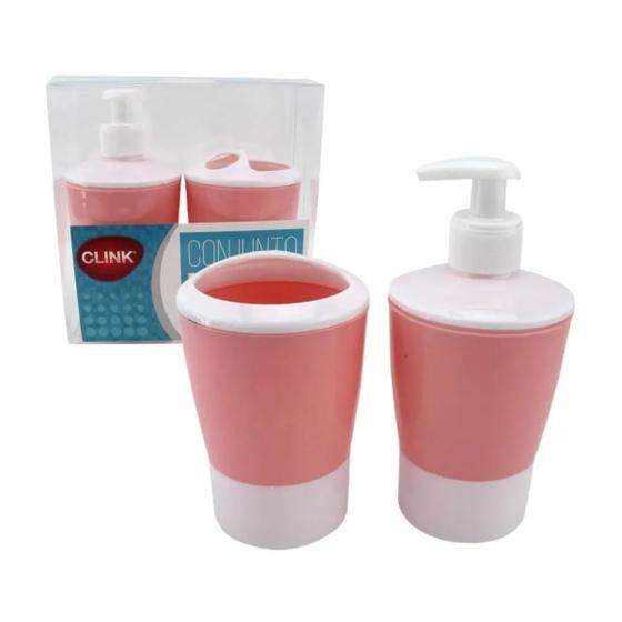 Imagem de Conjunto Banheiro Lavabo Porta Escovas e Dispenser 320ml