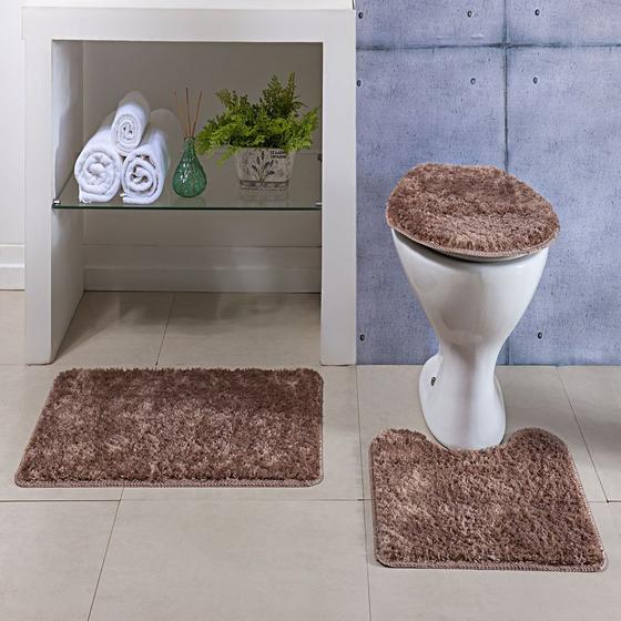 Conjunto Banheiro Tapete Macio 3 Peças Antiderrapante Classic Nude - Tapete Oásis Imagem de Conjunto Banheiro Tapete Macio 3 Peças Antiderrapante Classic Nude
