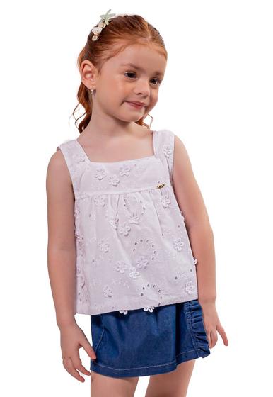 Imagem de Conjunto bata em laise diferenciado com flores em 3D Branco Vigat
