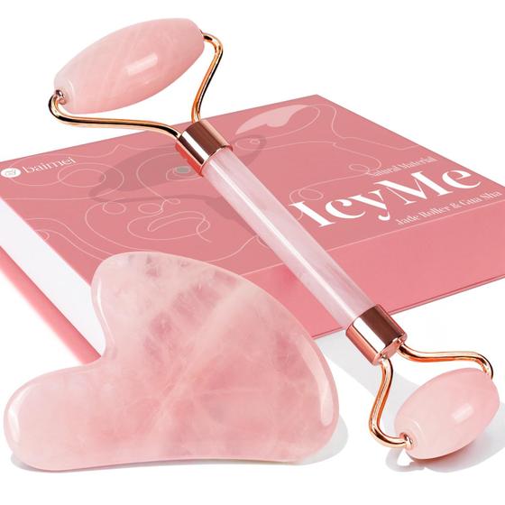 Imagem de Conjunto Beauty BAIMEI Jade Roller e Gua Sha para rosto e pescoço