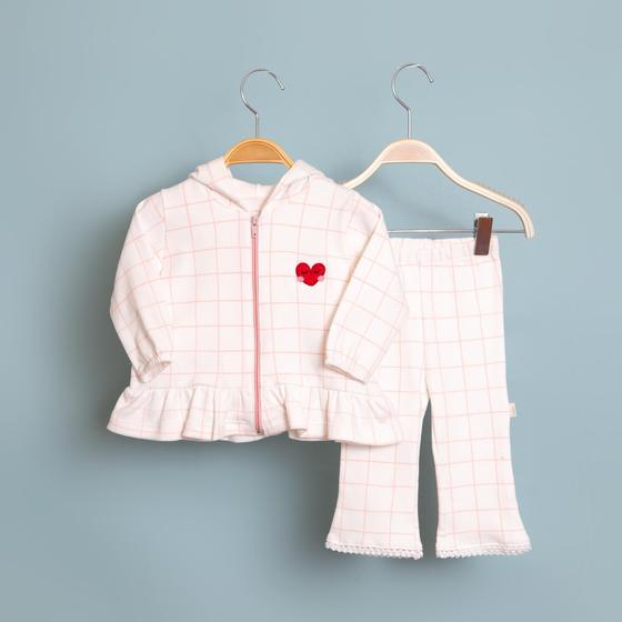 Imagem de Conjunto Bebê Blusa e Calça Estampa Grid Coração - Keko Baby
