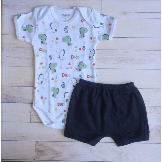 Imagem de Conjunto Bebê Body e Short Algodão Premium Estampa Dino