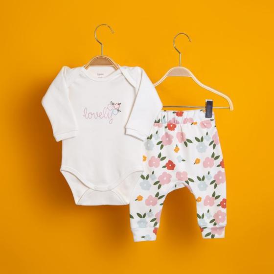 Imagem de Conjunto Bebê Body Lovely com Calça Floral Keko Baby