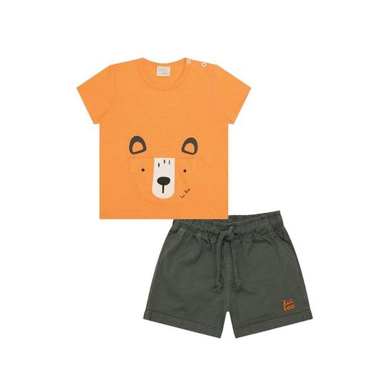 Imagem de Conjunto Bebê Camiseta Malha e Short Sarja Elastano Luc.boo