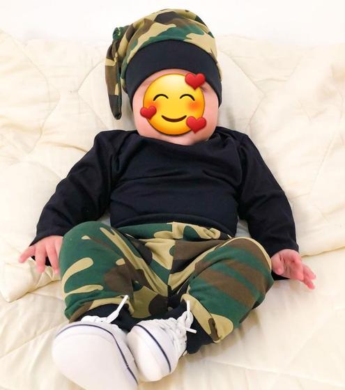 Imagem de Conjunto bebê camuflado com touca