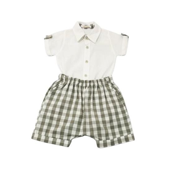 Imagem de Conjunto Bebê Com Body Camisa E Bermuda Xadrez