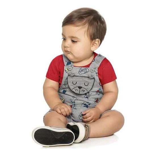 Imagem de Conjunto Bebê Infantil Menino Camiseta Macacão Bordado