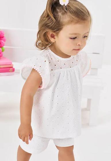 Imagem de Conjunto Bebê Menina Bata E Short Laise Off White Mundo Cinti