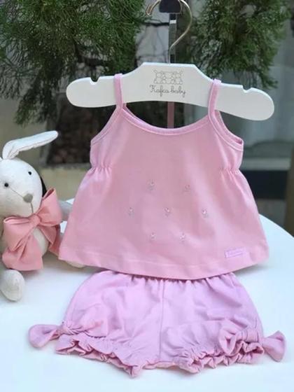 Conjunto Bebe Menina Bordadinho 2 Pecas Short Camiseta Floral - dgbabykids Imagem de Conjunto Bebe Menina Bordadinho 2 Pecas Short Camiseta Floral