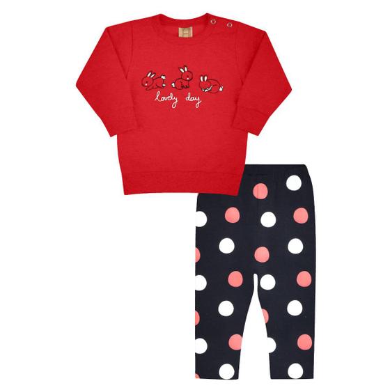 Imagem de Conjunto Bebê Menina Casaco Moletom e Legging Molecotton Hrradinhos 13805