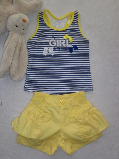 Imagem de Conjunto bebê menina regata e short sarja com babado have fun