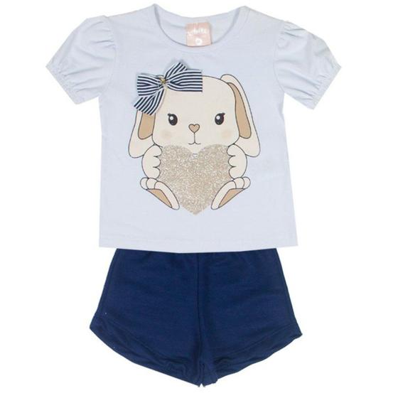 Imagem de Conjunto bebe menina short e blusa com gliter