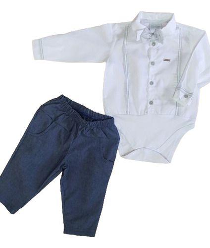 Imagem de Conjunto Bebê Menino 1 A 4 Meses Social Roupa Batizado Bebe