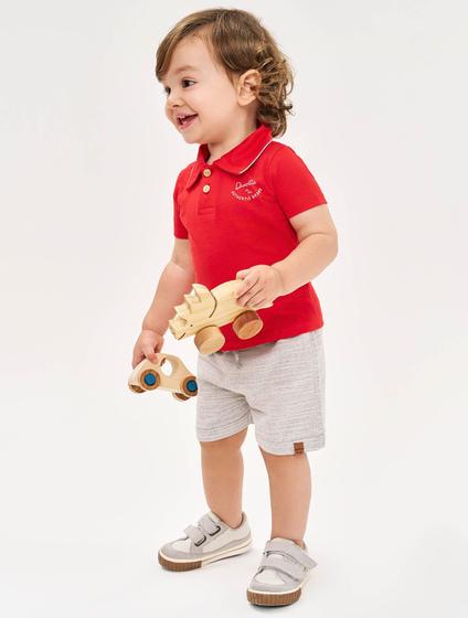 Imagem de Conjunto Bebê Menino Camisa Polo E Bermuda Vermelho E Mescla Divertto