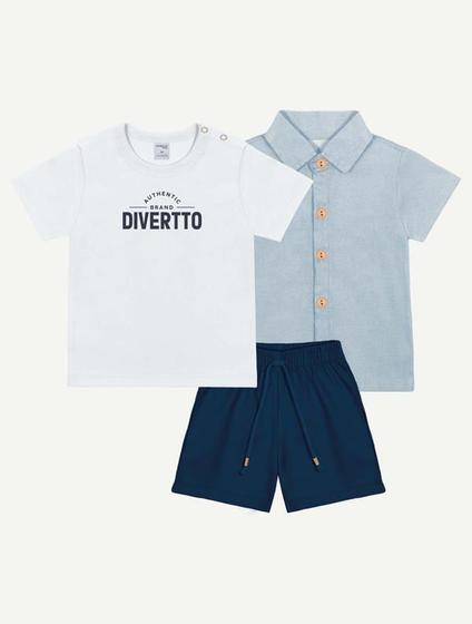Imagem de Conjunto Bebê Menino Camiseta Authentic, Bermuda E Camisa Branco Divertto