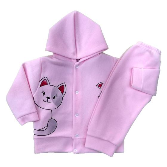 Imagem de Conjunto Bebe Soft Com Capuz Calça Peluciado Inverno P ao G