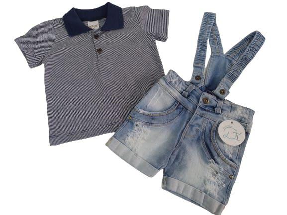 Imagem de Conjunto Bermuda Suspensório + Camisa Bebê Menino DTuiá 2543