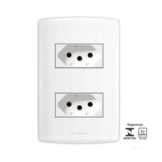 Conjunto Bianco Pró 4x2 2 tomadas 2P T 10A 85131 branco Alumbra Menor preço em Conjunto Bianco Pró 4x2 2 tomadas 2P T 10A 85131 branco Alumbra