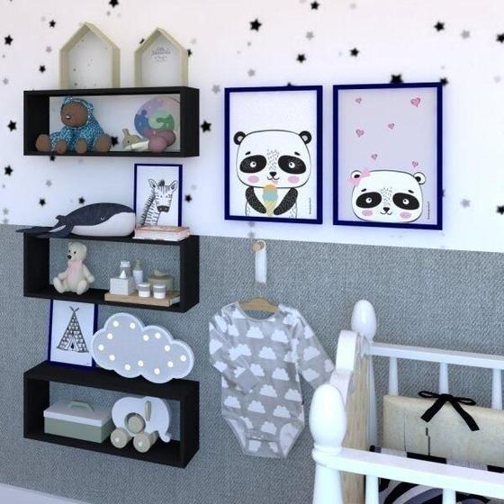 Imagem de Conjunto Bim com 3 Nichos Bramov Móveis Preto