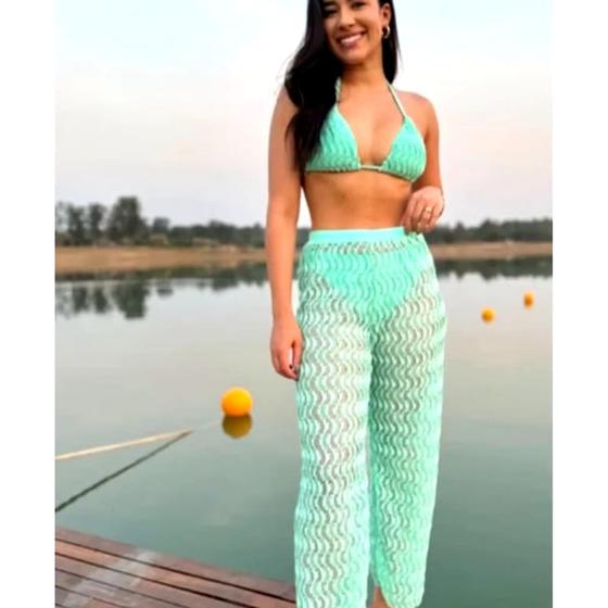 Imagem de conjunto biquíni com calça saída de praia