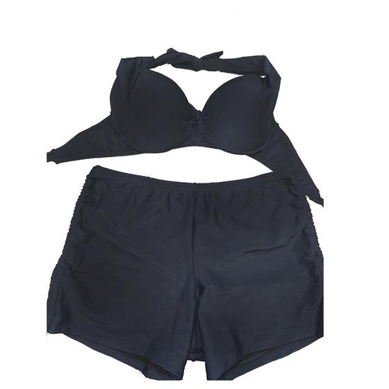 Imagem de Conjunto Biquíni Plus Size com Short de Ajuste Lateral Azul Marinho