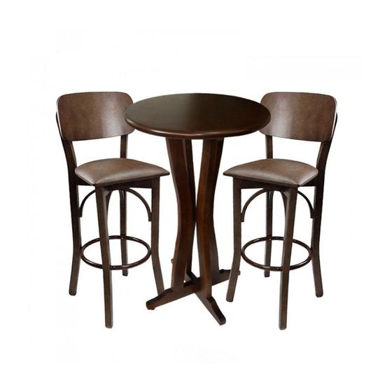 Menor preço em Conjunto Bistrô Anatômico Imbuia com 2 Banquetas Estofado Marrom para Área Gourmet