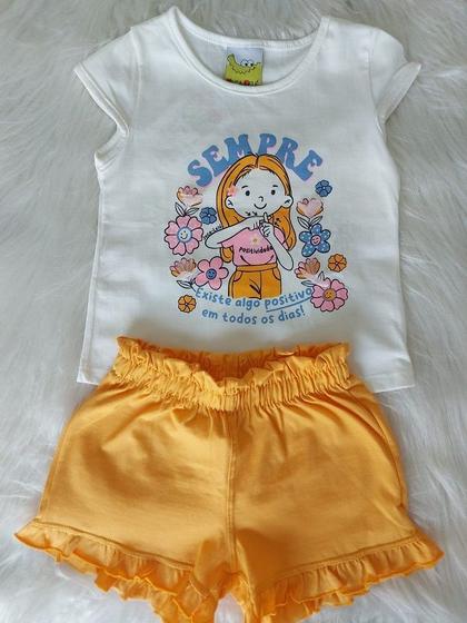 Imagem de CONJUNTO BLUSA COM ESTAMPA E SHORTS MOLETINHO JACA LELE Laranja