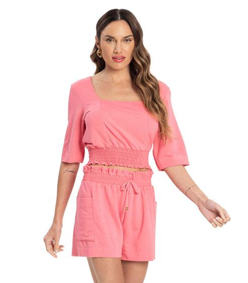 Imagem de Conjunto Blusa Com Shorts Molecotton Lurex Endless Rosa