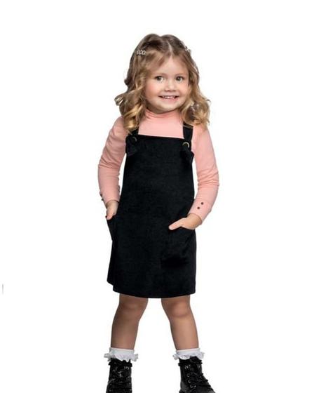 Imagem de conjunto blusa cotton leve rosa e salopete veludo cotelê menina 4 anos kely e kety 