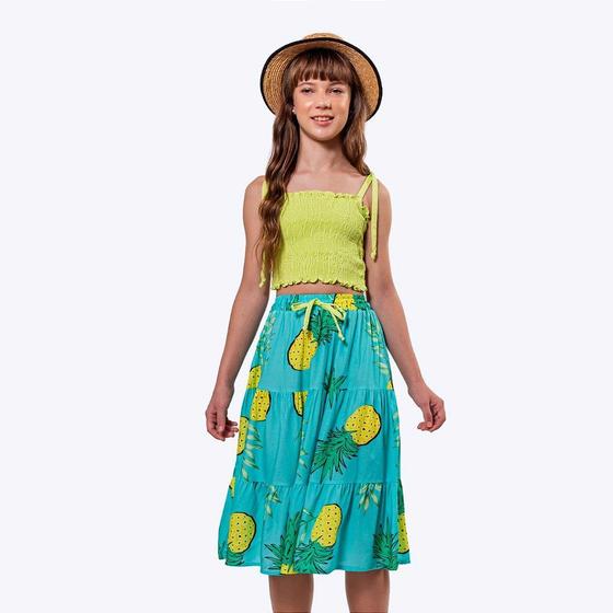 Imagem de Conjunto Blusa Cropped e Saia Midi Estampada Infantil Menina Vigat 7848