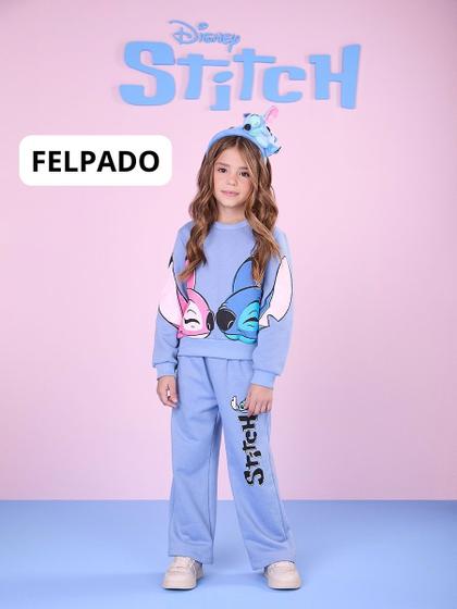 Imagem de Conjunto blusa e calça felpado stitch e angel momi