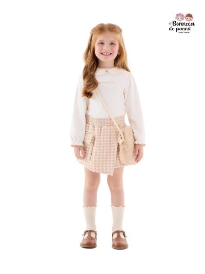 Imagem de Conjunto blusa e short-saia infantil menina (off white) up baby