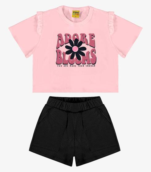 Imagem de Conjunto Blusa E Shorts Estampado Rovi Kids Rosa