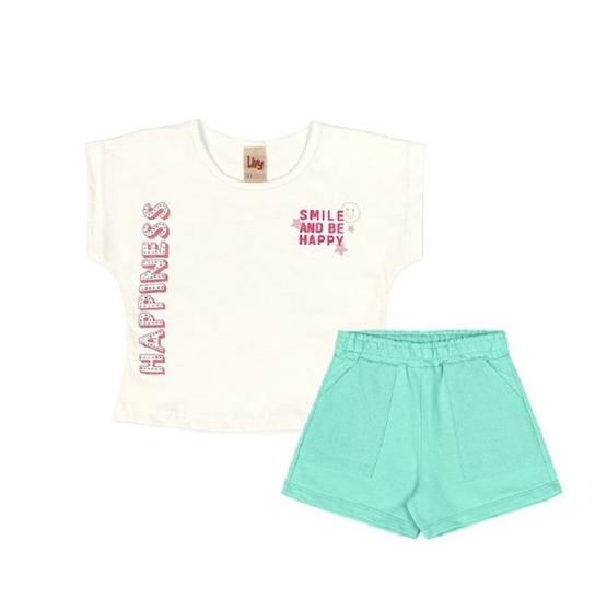 Imagem de Conjunto Blusa e Shorts Menina Smile Sorria E Seja Feliz