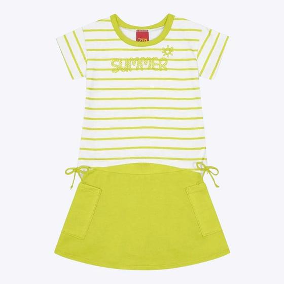 Imagem de Conjunto Blusa Manga Curta e Saia Moletinho Summer Infantil Menina Kyly 1000264