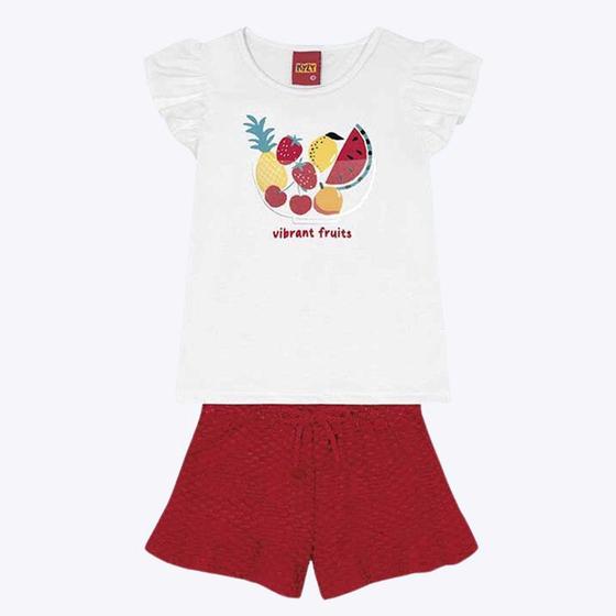 Imagem de Conjunto Blusa Manga Curta Estampada e Shorts em Malha Infantil Feminino Kyly 1000235