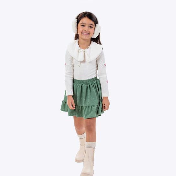Imagem de Conjunto Blusa Manga Longa com Bolero Peluciado e Saia Infantil Feminina Vigat 4843
