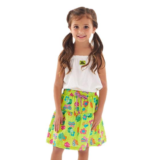 Imagem de Conjunto Blusa Regata Elástico e Saia Flores Tricoline com Short Cotton Up Baby