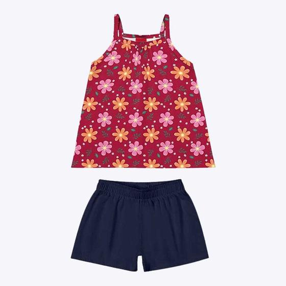 Imagem de Conjunto Blusa Regata Estampada e Shorts Liso Infantil Menina Kyly 1000534